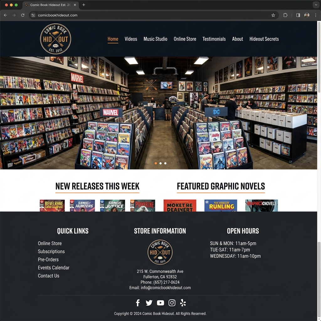 Comic Book Hideout website screenshot